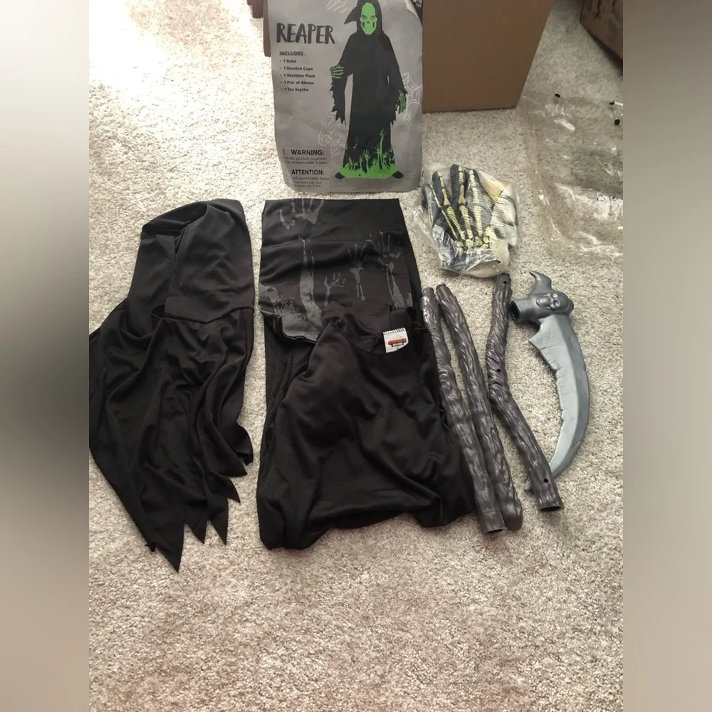 Spooktacular Creation Glow in Dark Grim Reaper Costume Halloween Boy sz XL 12-14